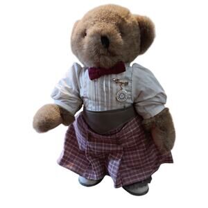 Golf Bear Outfit Kilt‎ Clock Brooch Tender Heart Treasures Vintage 12" Tall